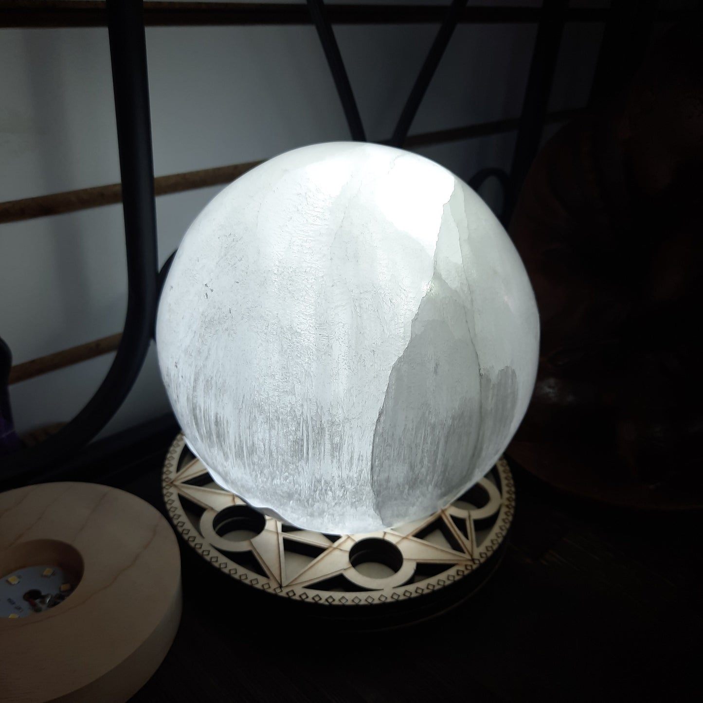 Selenites Sphere with Lighted Base - Spheres