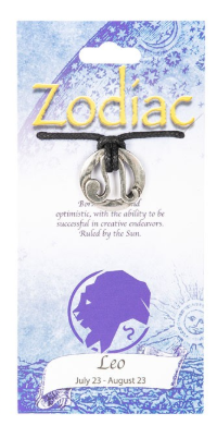 ♈🌙 Signs of the Zodiac Metal Pendants on Leather Cord (1’’) – All 12 Astrology Signs Celestial Style and Personalized