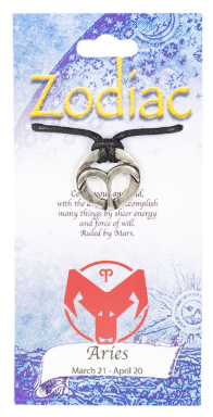♈🌙 Signs of the Zodiac Metal Pendants on Leather Cord (1’’) – All 12 Astrology Signs Celestial Style and Personalized