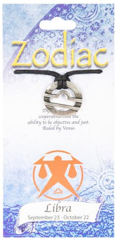 ♈🌙 Signs of the Zodiac Metal Pendants on Leather Cord (1’’) – All 12 Astrology Signs Celestial Style and Personalized