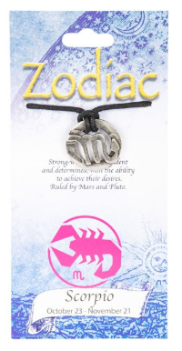 ♈🌙 Signs of the Zodiac Metal Pendants on Leather Cord (1’’) – All 12 Astrology Signs Celestial Style and Personalized