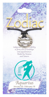 ♈🌙 Signs of the Zodiac Metal Pendants on Leather Cord (1’’) – All 12 Astrology Signs Celestial Style and Personalized