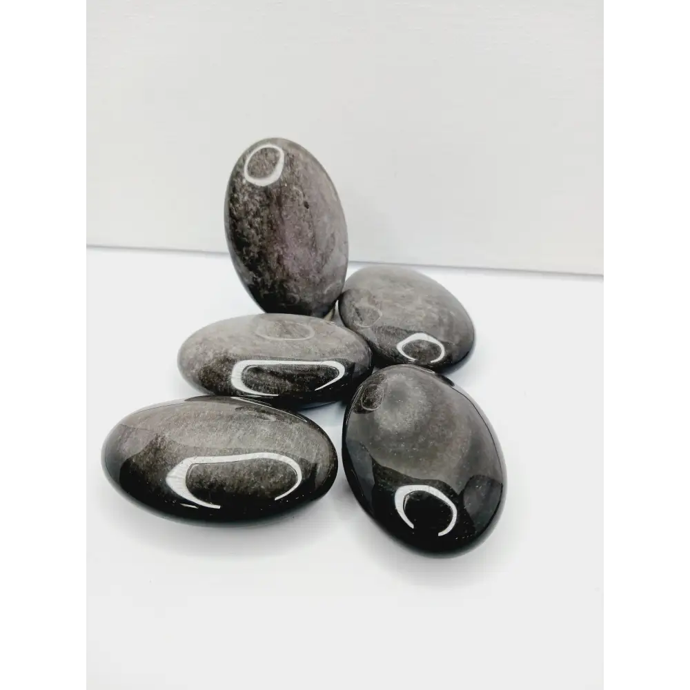 🌟🖤 Silver Sheen Obsidian Palmstone – Reflection and Protection ✨ - PALM