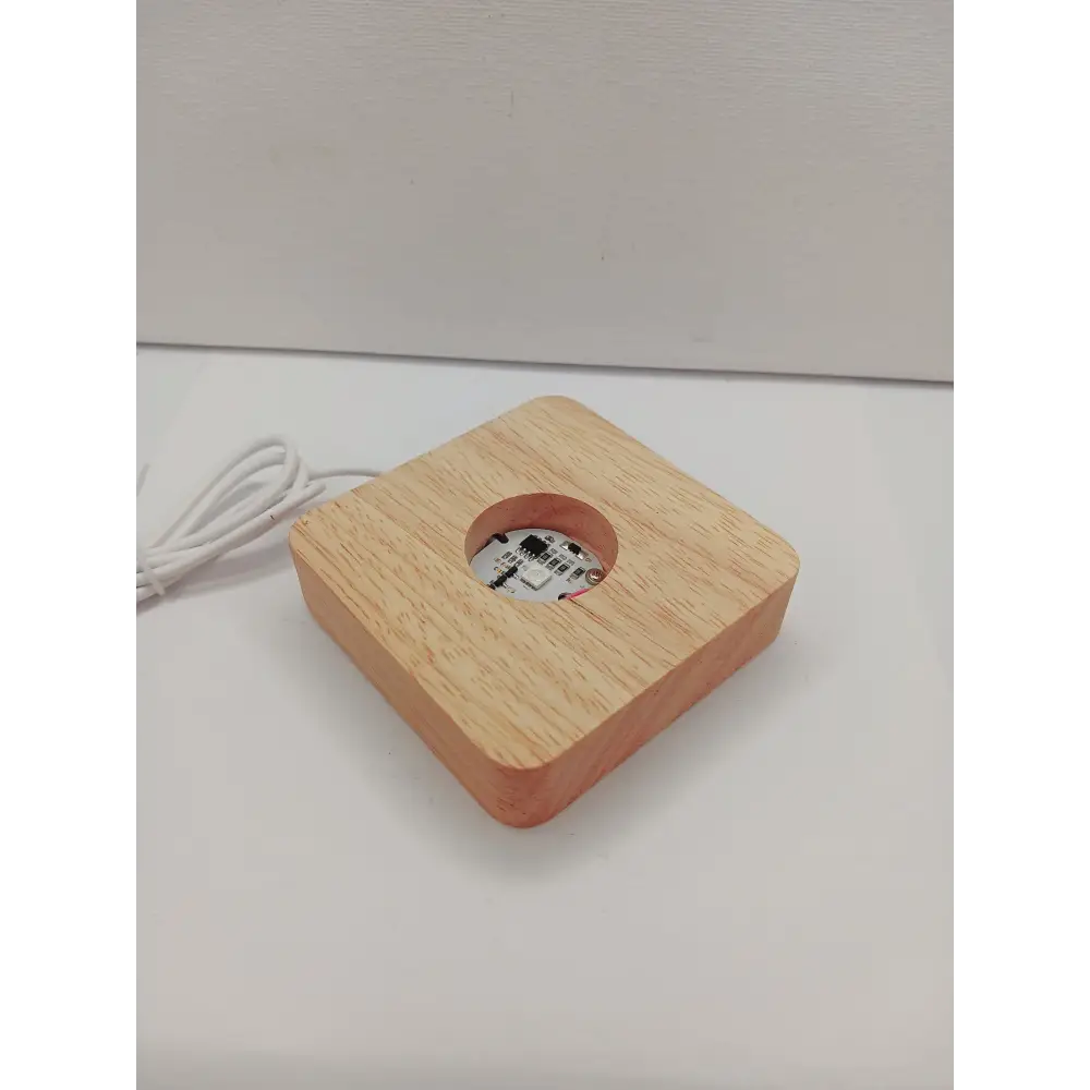 🪵✨ Square Wood Sphere Stand – LED White (Two Styles) – Illuminate Ground and Display Your Treasures 🌟 - Rounded Square