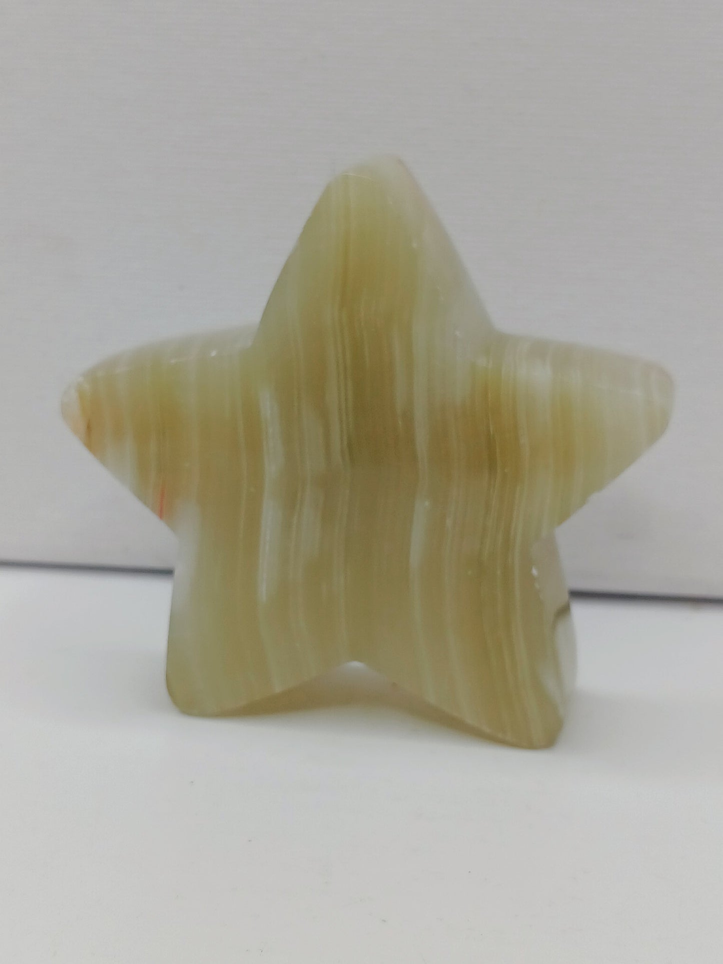 🌙⭐ Star and Moon Carvings – Dream Manifest and Illuminate Your Path ✨ - Green Banded Onyx Star - 3.25’’