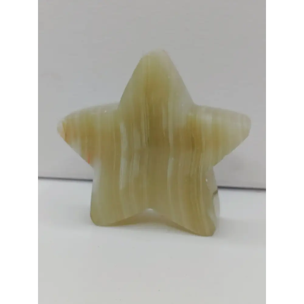 🌙⭐ Star and Moon Carvings – Dream Manifest and Illuminate Your Path ✨ - Green Banded Onyx Star - 3.25’’
