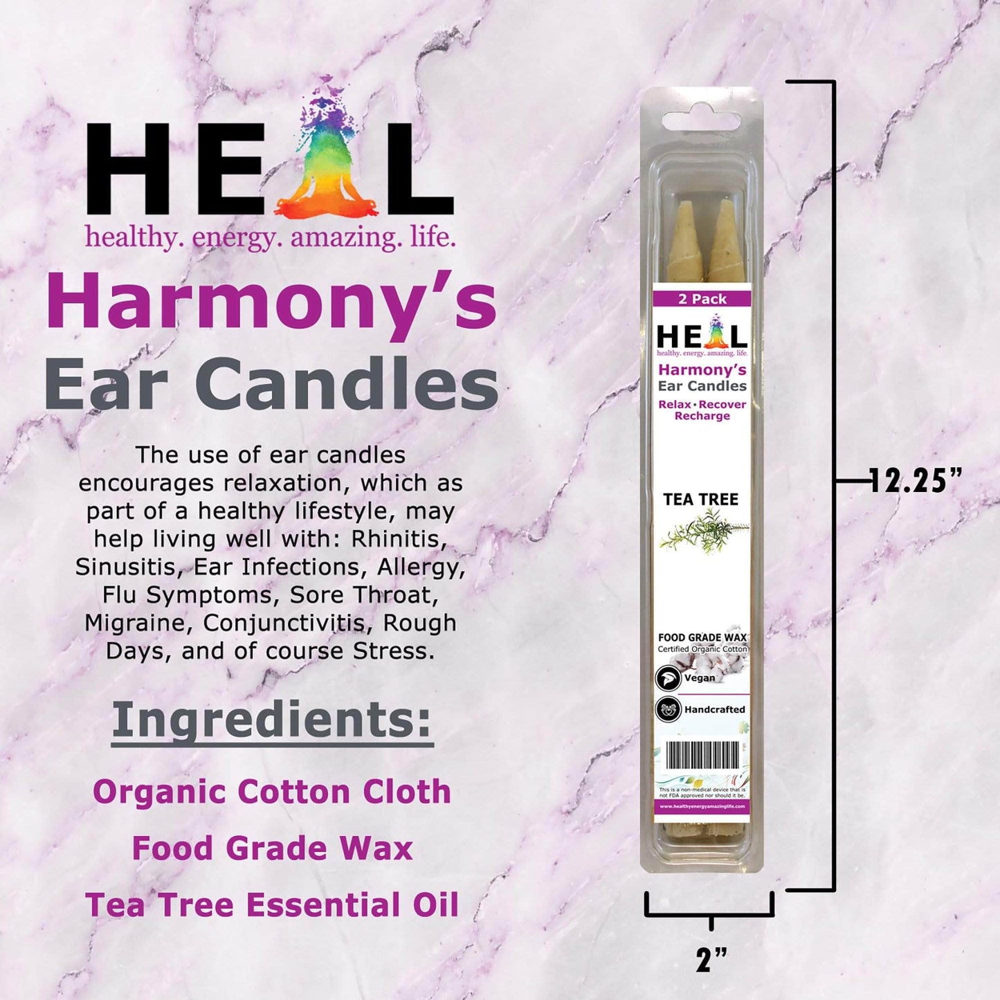 🕯️🌱 Tea Tree Ear Candles by Doc Harmony – 2-Pack – Purifying Refreshing Self-Care! ✨ - Candles & Accessories