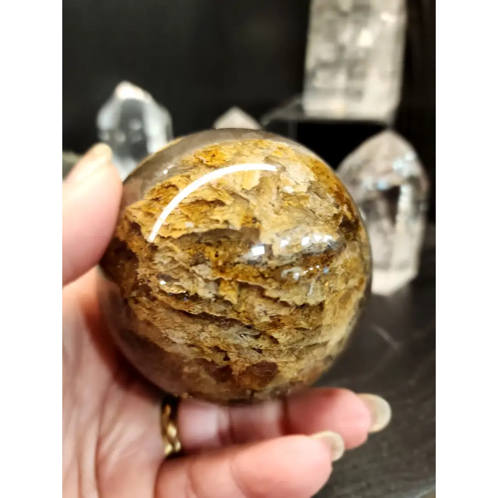 🌈✨ Thousand Layer & Garden Quartz Sphere with Incredible Rainbows – 3.25’’ – Layers of Mystery & Enchantment! 🌿