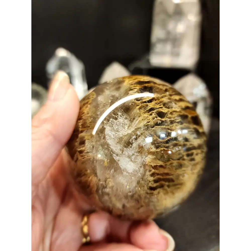 🌈✨ Thousand Layer & Garden Quartz Sphere with Incredible Rainbows – 3.25’’ – Layers of Mystery & Enchantment! 🌿
