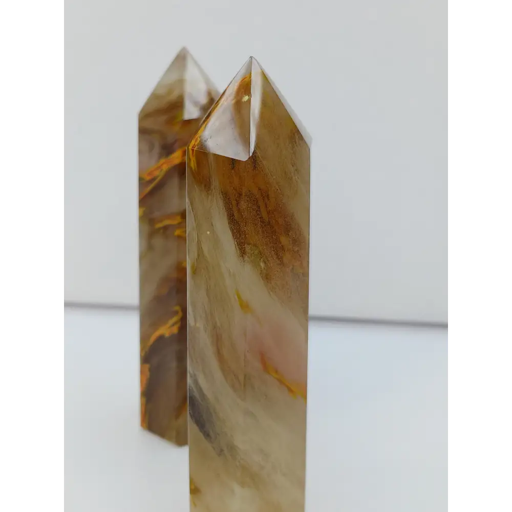 🐅✨ Tiger Skin Smelting Quartz Sphere 3.5’’ – Reiki and Empowerment! 🧡🤎 - Tigers Skin Smelting Points - Towers