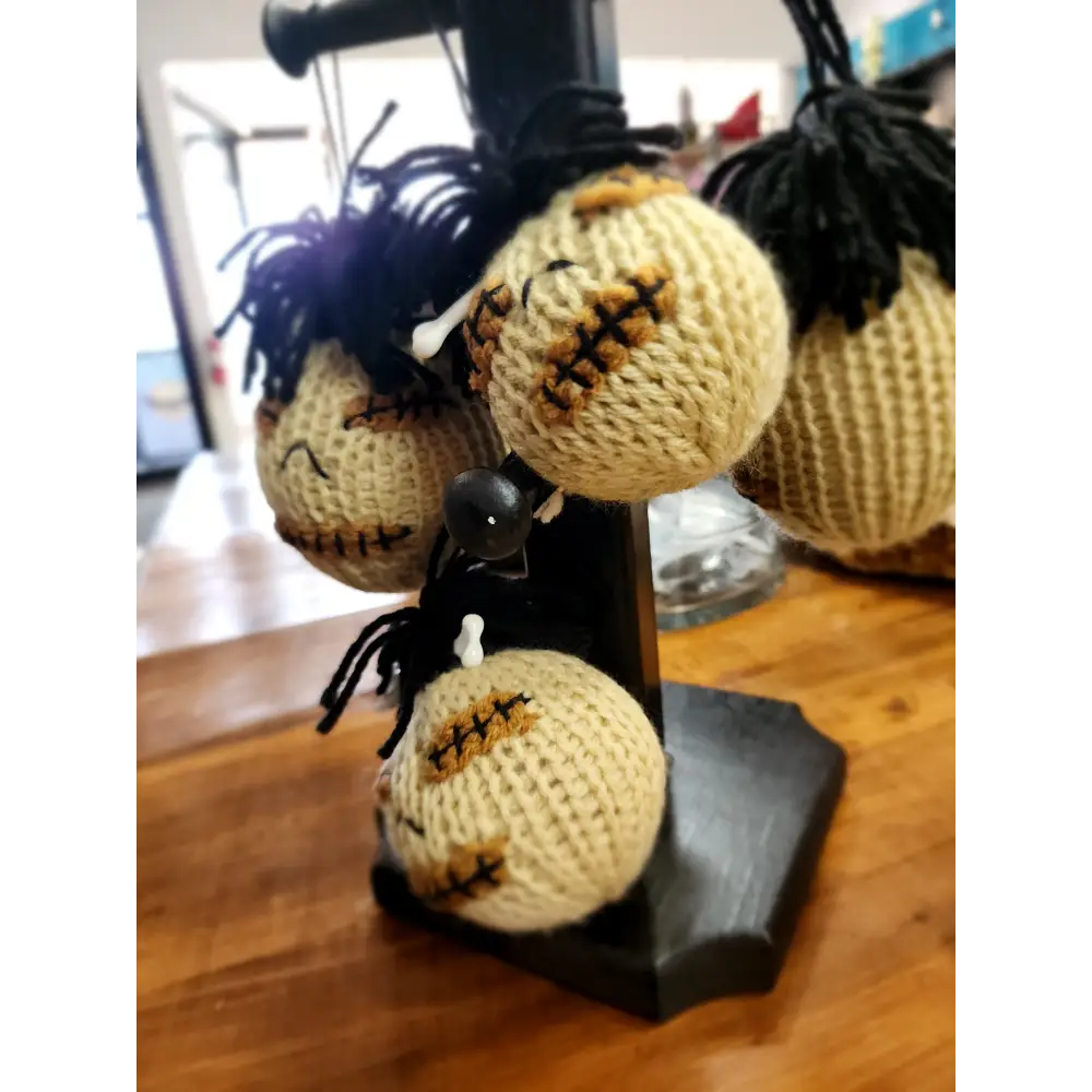 🧶 Unique Adorable Crocheted Shrunken Severed Head with Bone - 4’’ish 💀 - Pillows Blankets & Stuffed Creatures