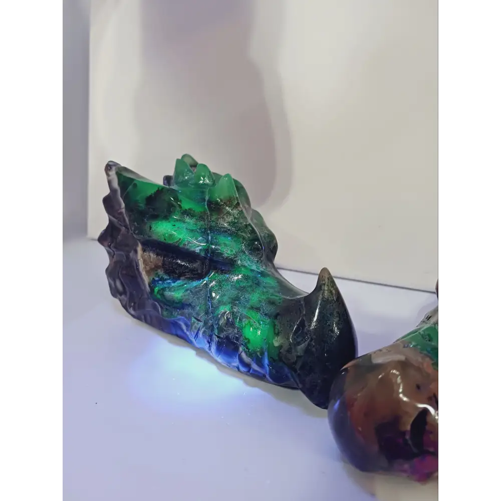🐉🔥 Volcano Agate Dragon Skull 5.5’’ – Power Transformation and UV Magic 💡