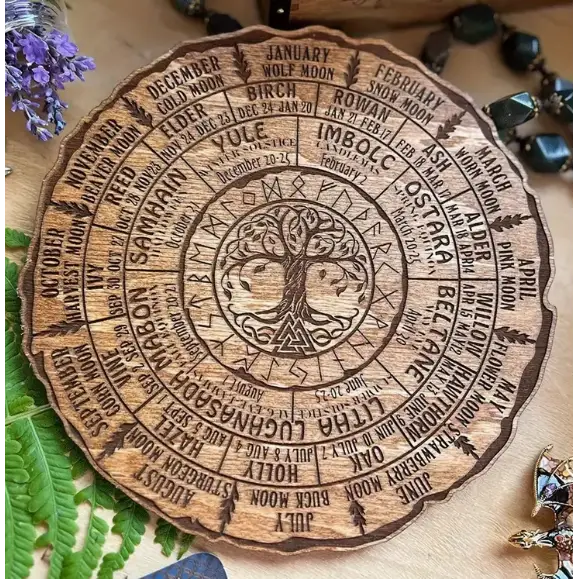 🌀✨ Wheel of the Year Plaque with Stand – Celebrate the Seasons & Sacred Cycles! 🌿 - NON-TYPED YET