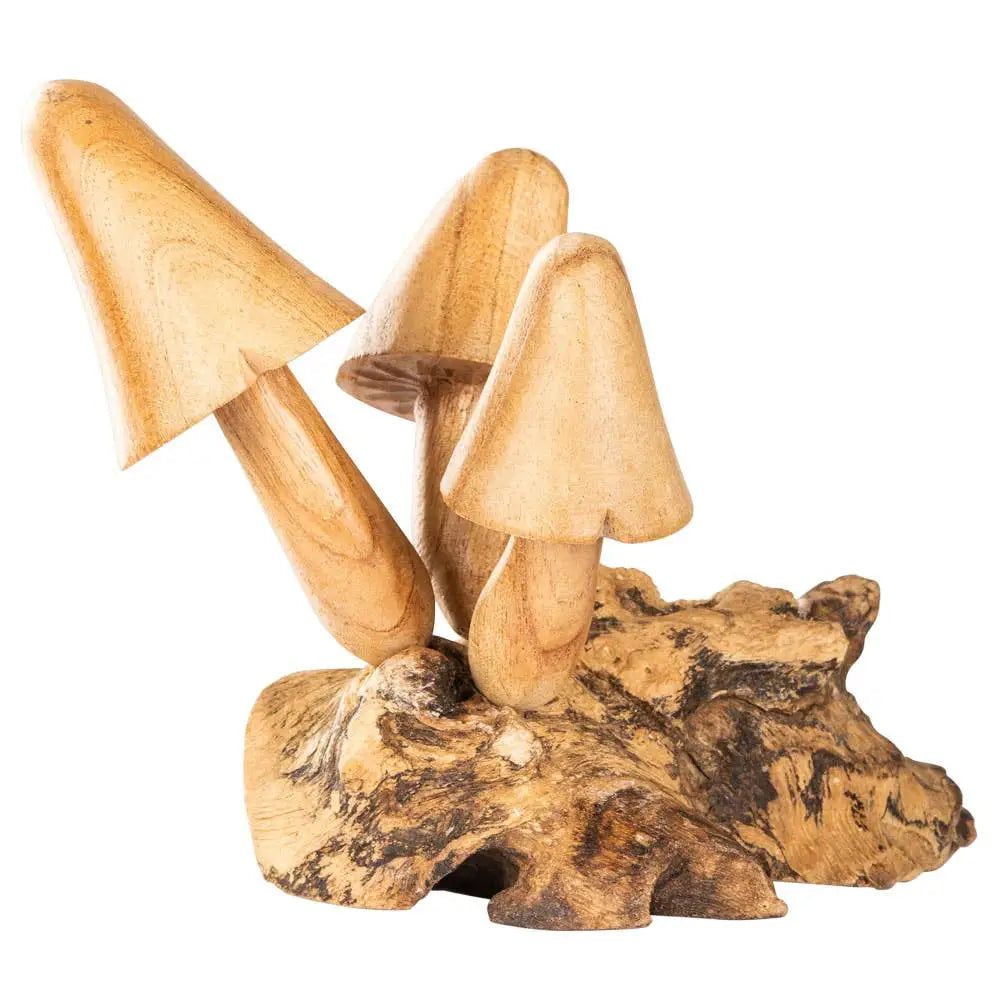 🍄✨ Wooden 3 Mushrooms Handcarved Home Decor – Woodland Whimsy and Earthy Magic! 🌿 - Statues