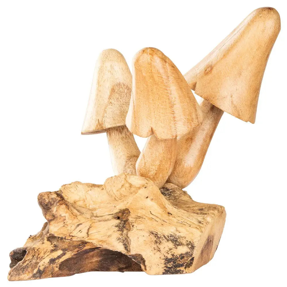 🍄✨ Wooden 3 Mushrooms Handcarved Home Decor – Woodland Whimsy and Earthy Magic! 🌿 - Statues