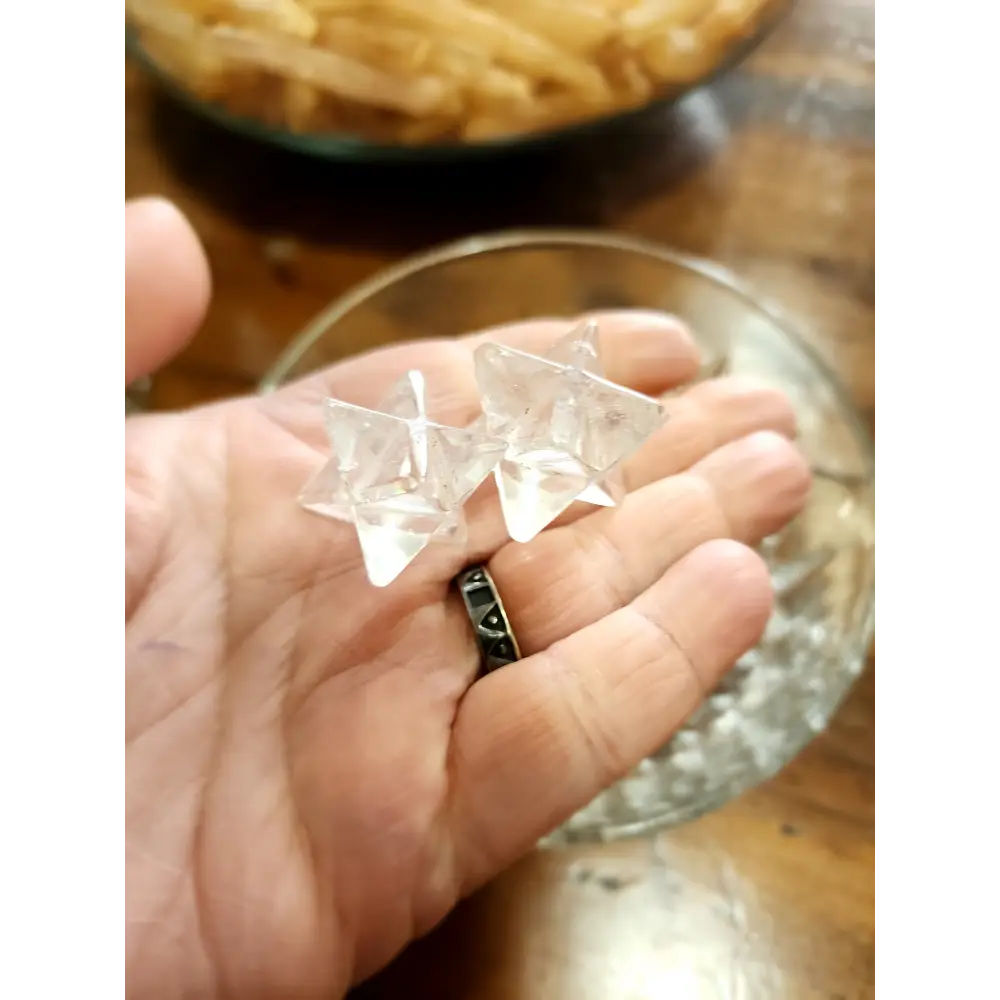 🔯✨ 1’’ Merkabah Amethyst & Clear Quartz – Spiritual Protection & Amplified Energy! 💜🌟 - Clear Quartz - Carvings