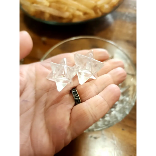 🔯✨ 1’’ Merkabah Amethyst & Clear Quartz – Spiritual Protection & Amplified Energy! 💜🌟 - Clear Quartz - Carvings