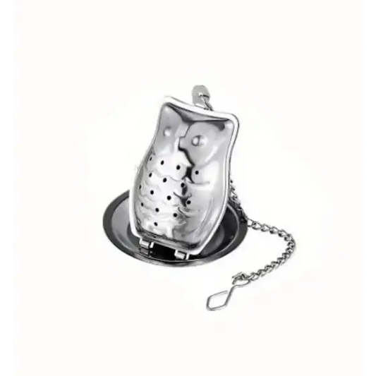 🦉✨ 2-Piece Set Stainless Steel Creative Owl Tea Infuser with Tray – Whimsical Tea Magic! ☕ - Teas & Accessories