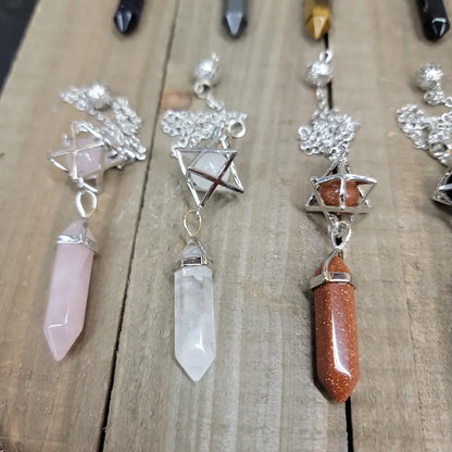 3 PIECE MERKABA PENDULUM - CLEAR QUARTZ - Pendulums & Mats