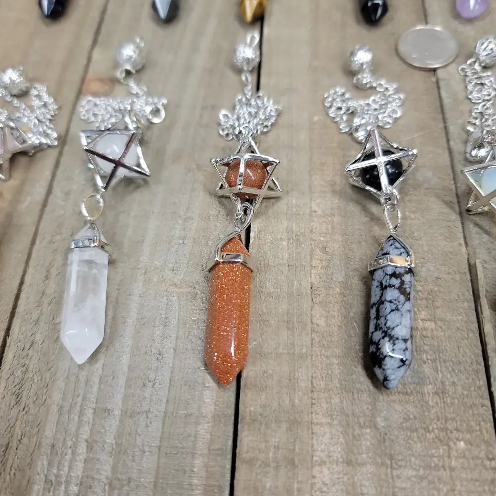 3 PIECE MERKABA PENDULUM - GOLD SANDSTONE - Pendulums & Mats