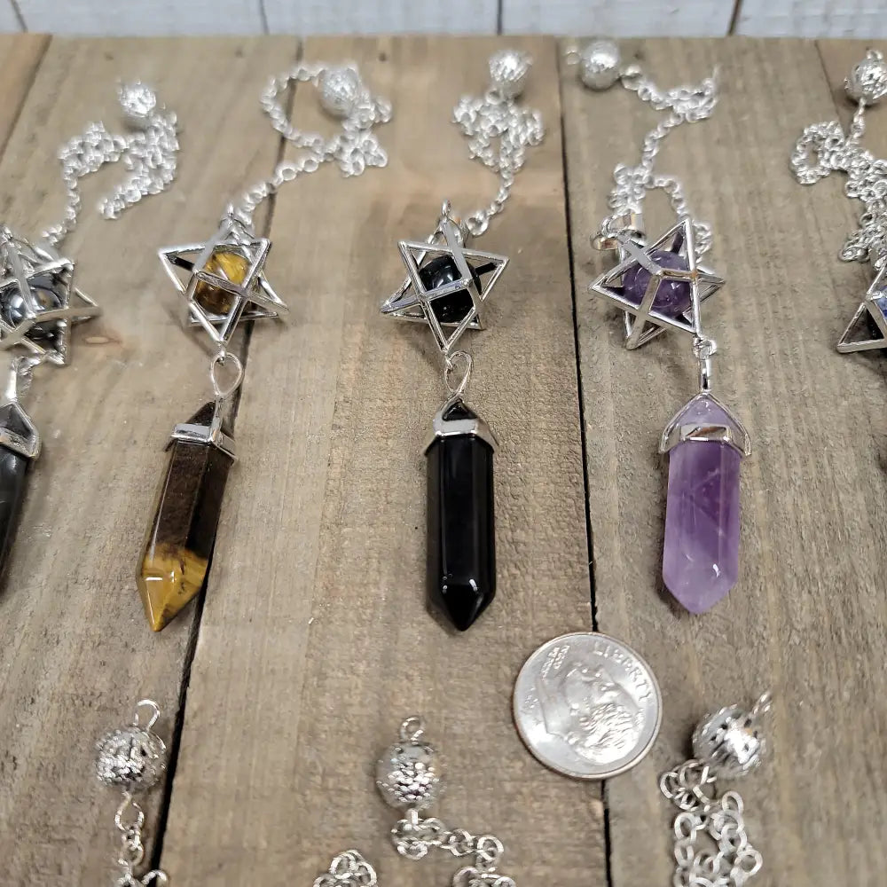 3 PIECE MERKABA PENDULUM - SHUNGITE - Pendulums & Mats