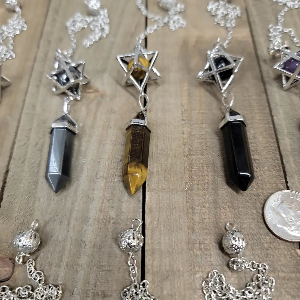 3 PIECE MERKABA PENDULUM - TIGERS EYE - Pendulums & Mats