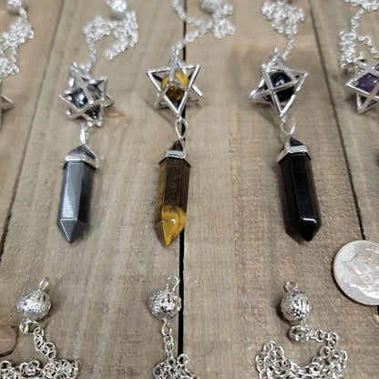 3 PIECE MERKABA PENDULUM - TIGERS EYE - Pendulums & Mats