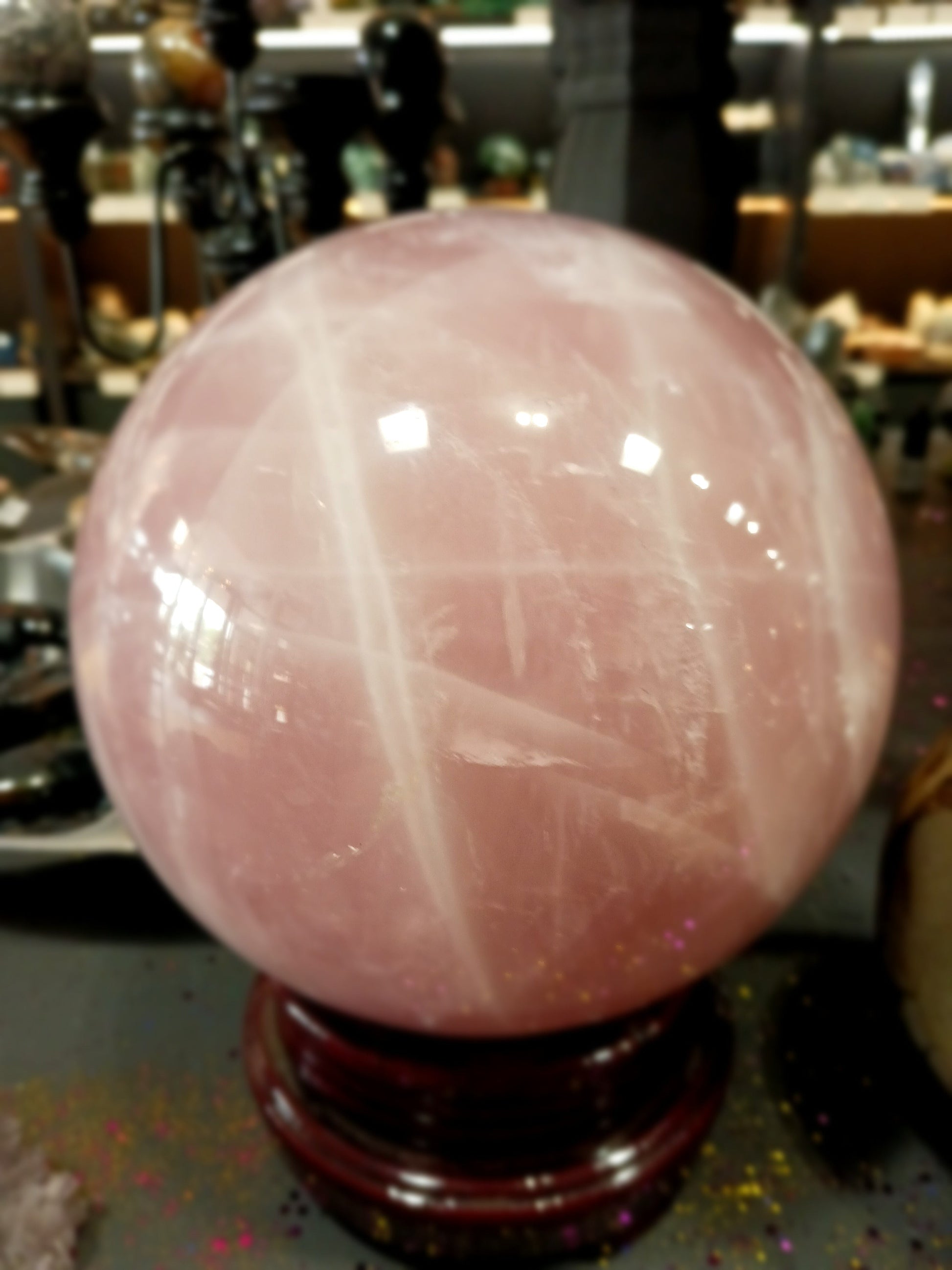 7’’ Huge Gorgeous Rose Quartz Sphere – Heart Chakra Healing Crystal | The Mystical Moons