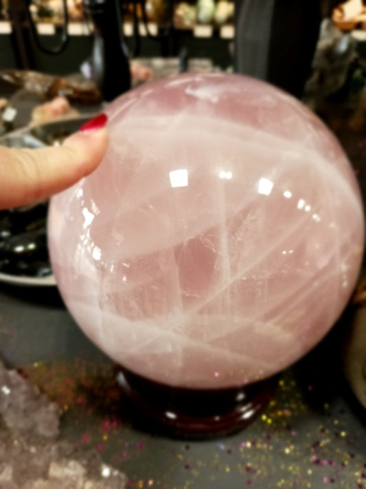 7 inch rose quartz sphere for heart chakra healing – The Mystical Moons