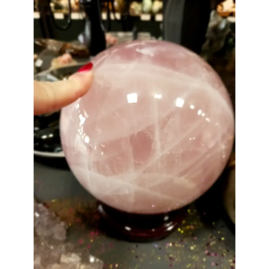 7 inch rose quartz sphere for heart chakra healing – The Mystical Moons