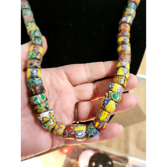🌍✨ African Millefiori Trade Beads Necklace – 24’’ Vintage Estate Treasure! 🧿 - Jewelry