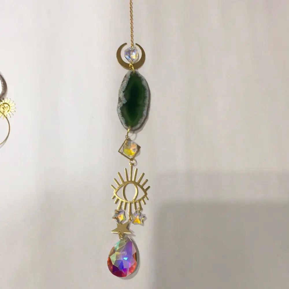 Agate slice sun catchers - Green - Home Decor