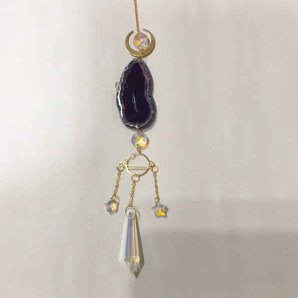 Agate slice sun catchers - Purple - Home Decor