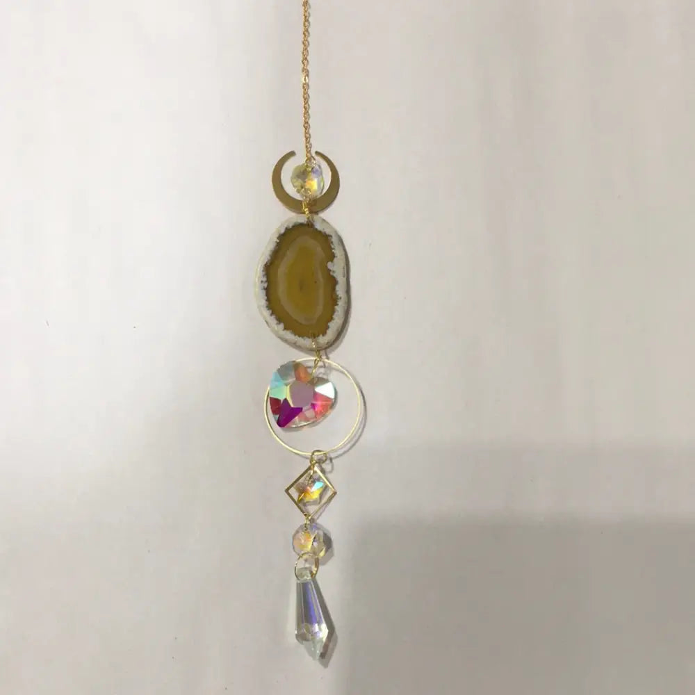 Agate slice sun catchers - Yellow - Home Decor