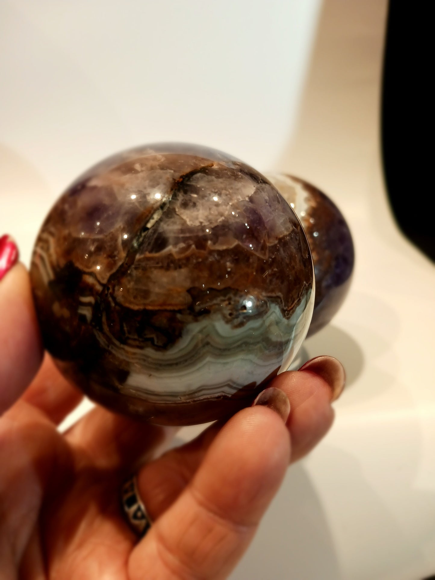 💜🌬️ Amethyst & Lace Agate Sphere (2.75’’) – Tranquility Balance & Spiritual Clarity! ✨ - 2 - 2 1/2’’ - Spheres