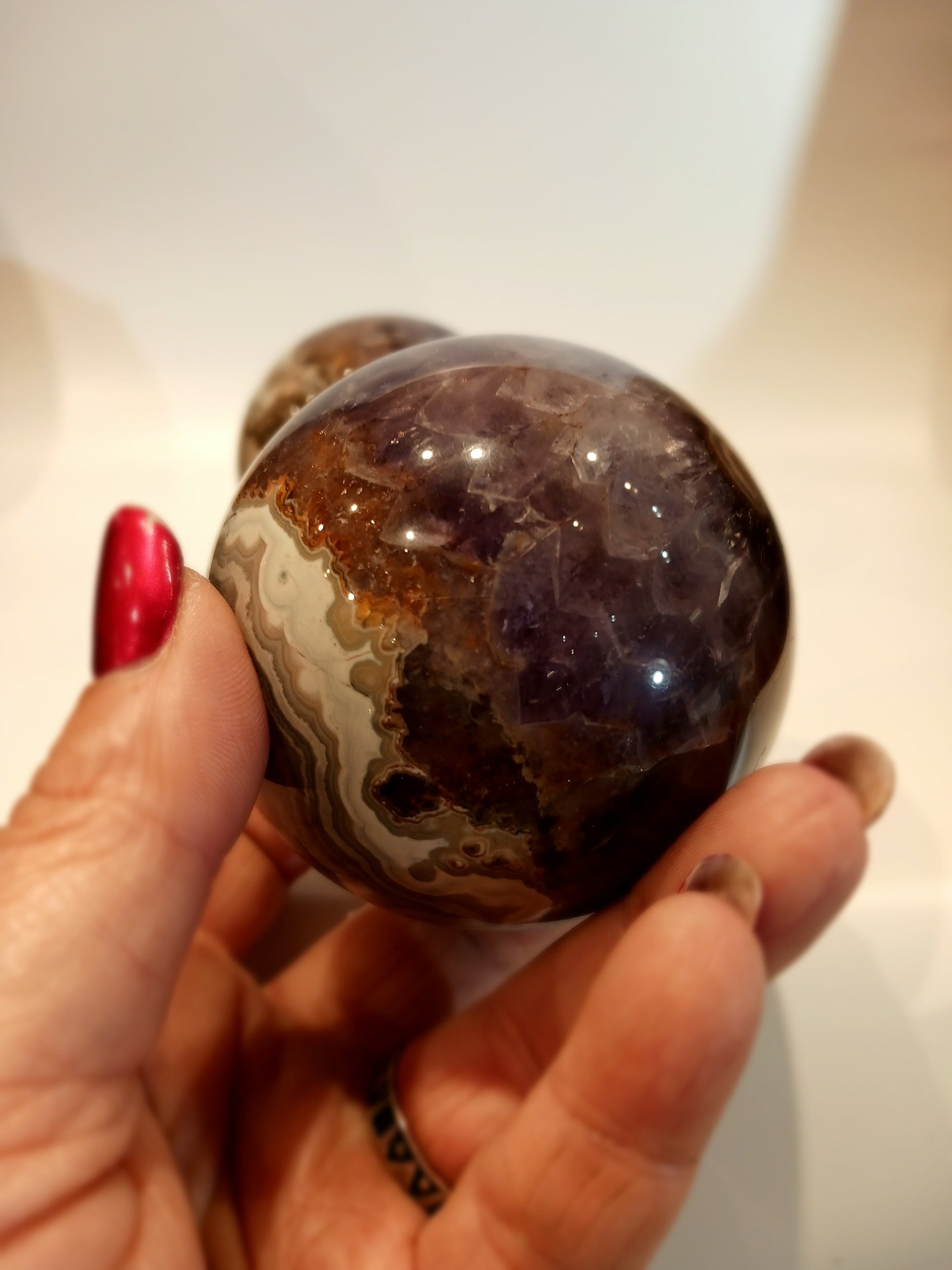 💜🌬️ Amethyst & Lace Agate Sphere (2.75’’) – Tranquility Balance & Spiritual Clarity! ✨ - 1 - 2 3/4’’ - Spheres