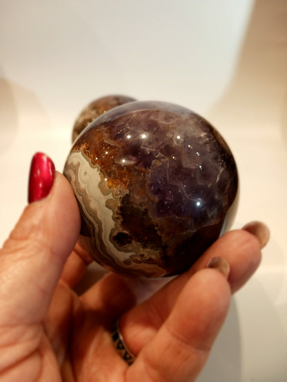 💜🌬️ Amethyst & Lace Agate Sphere (2.75’’) – Tranquility Balance & Spiritual Clarity! ✨ - 1 - 2 3/4’’ - Spheres
