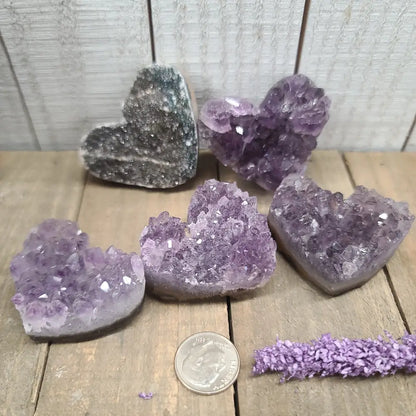 Amethyst Druzy Hearts - 2 - 1.5’’ - Specimens