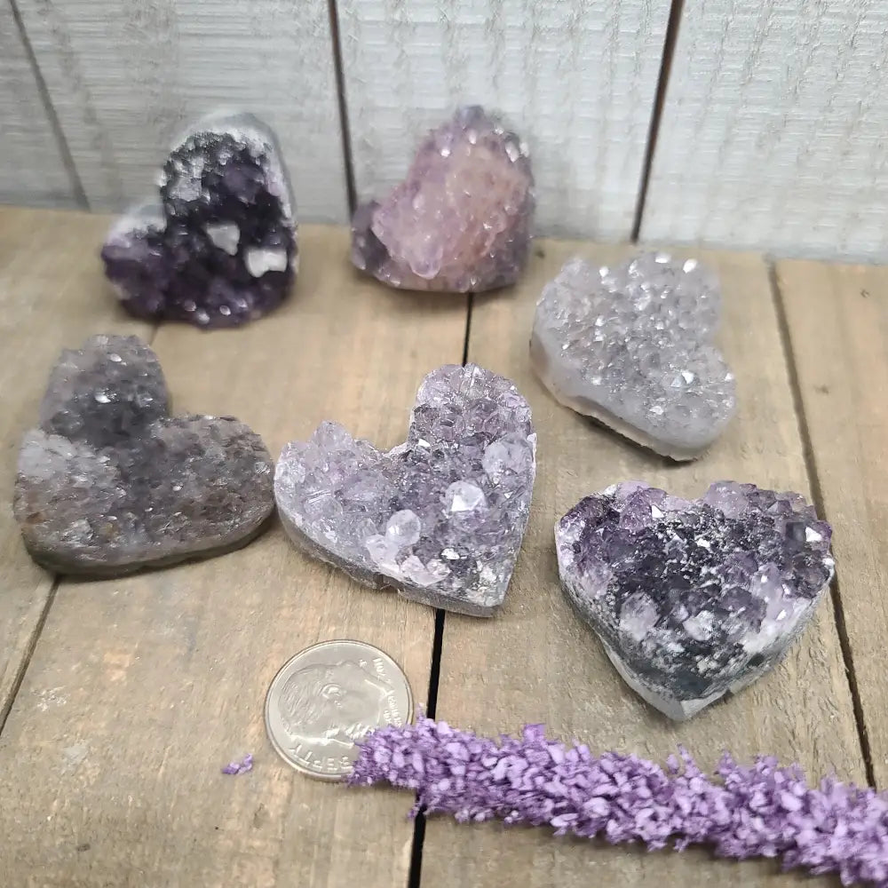 Amethyst Druzy Hearts - 3 - 1.25’’ - Specimens