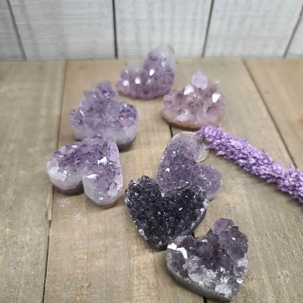 Amethyst Druzy Hearts - 4 - 1’’ - Specimens