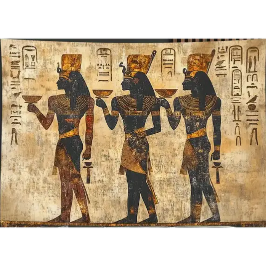 🏺 Ancient Egyptian Mural Tapestry - Hieroglyphic Design (80’’ x 60’’) ✨