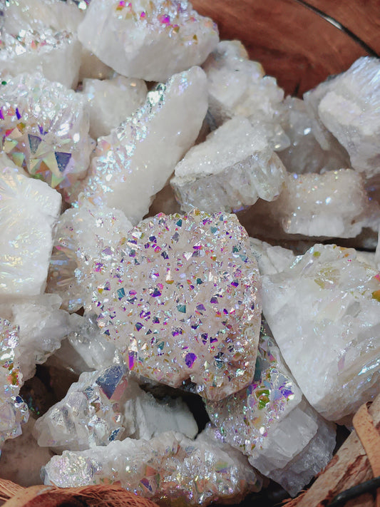 🌈✨ Angel Aura Quartz Chunk – Upliftment Clarity and Harmony (Intuitive Pick) 🤍