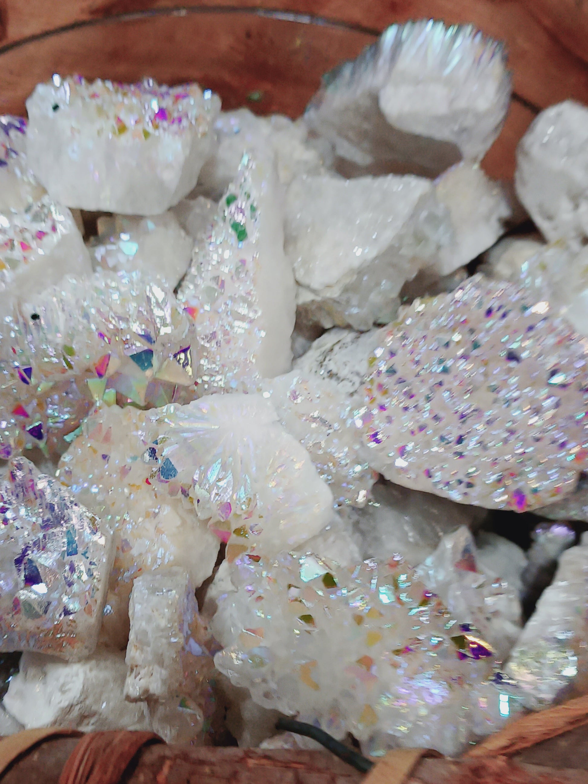 🌈✨ Angel Aura Quartz Chunk – Upliftment Clarity and Harmony (Intuitive Pick) 🤍