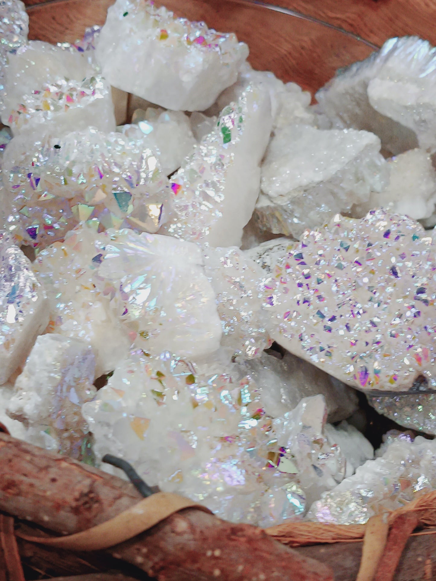 🌈✨ Angel Aura Quartz Chunk – Upliftment Clarity and Harmony (Intuitive Pick) 🤍
