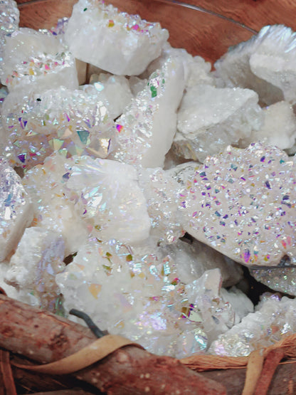 🌈✨ Angel Aura Quartz Chunk – Upliftment Clarity and Harmony (Intuitive Pick) 🤍