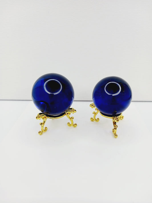 🔵✨ Aqua and Blue Obsidian Spheres – Calm Insight and Spiritual Protection 🌊 - Blue