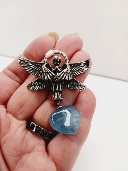 💙👼 Aquamarine Angel Pendant – Peace Protection and Divine Guidance ✨ - Jewelry