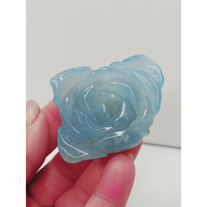 🌊🌹 Aquamarine Rose Carving – Tranquility Love and Courage ✨