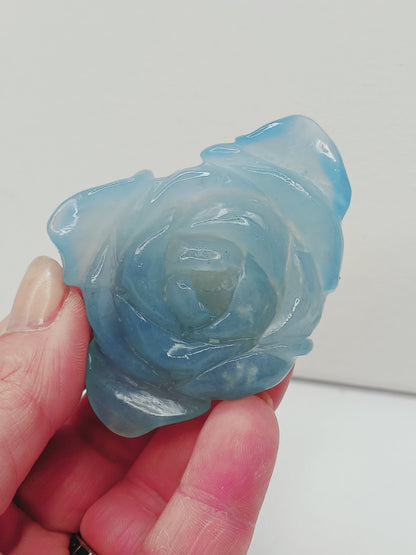 🌊🌹 Aquamarine Rose Carving – Tranquility Love and Courage ✨