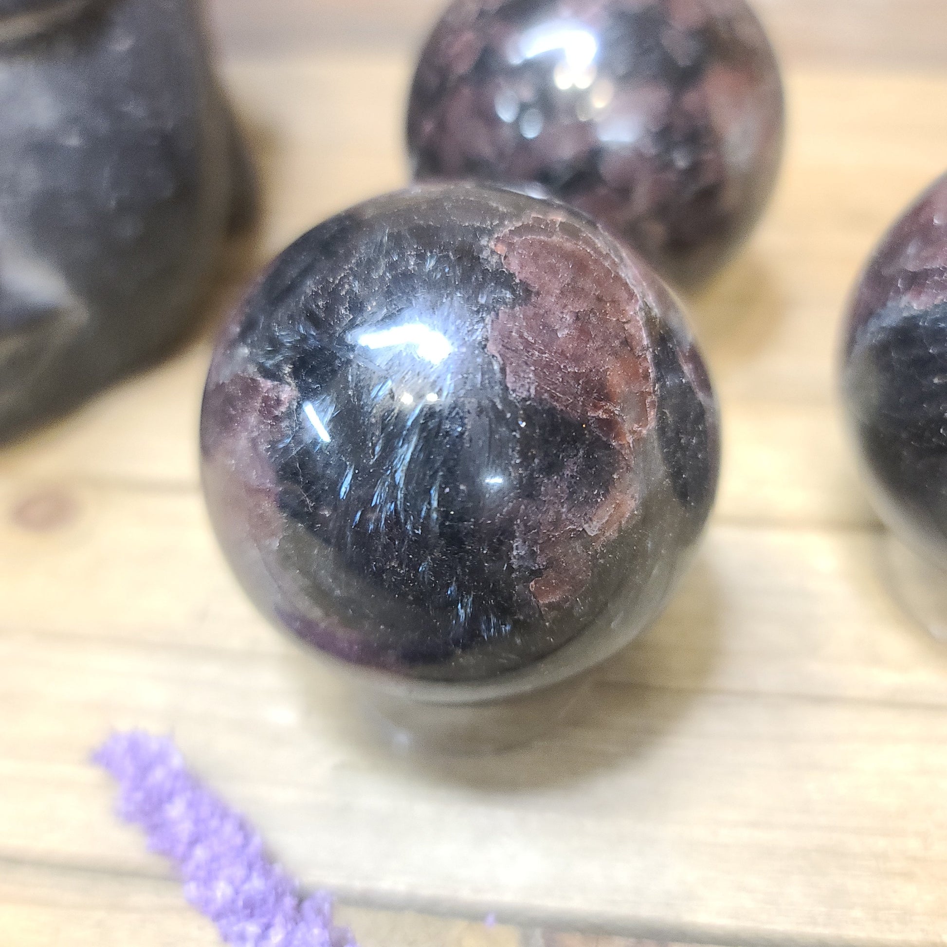 🔥✨ Arfvedsonite (Firework Stone) w/ Garnet Spheres – Ignite Transformation & Manifest Magic! ✨🔥 - Spheres